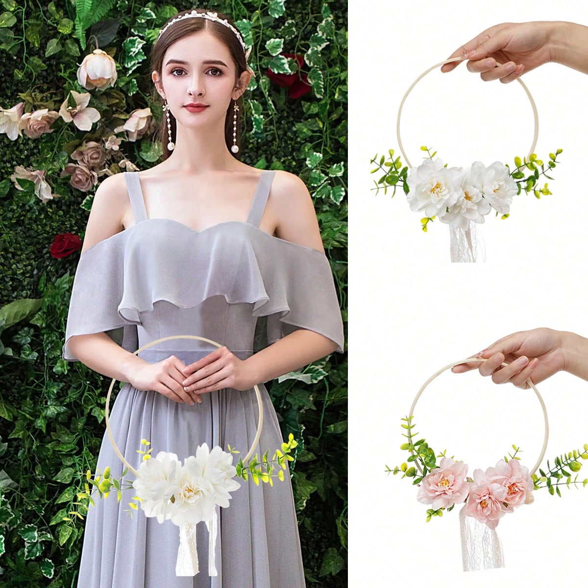 Tassel Fringe Trim - 1Pc Wedding Round Bamboo Flower Wreath,