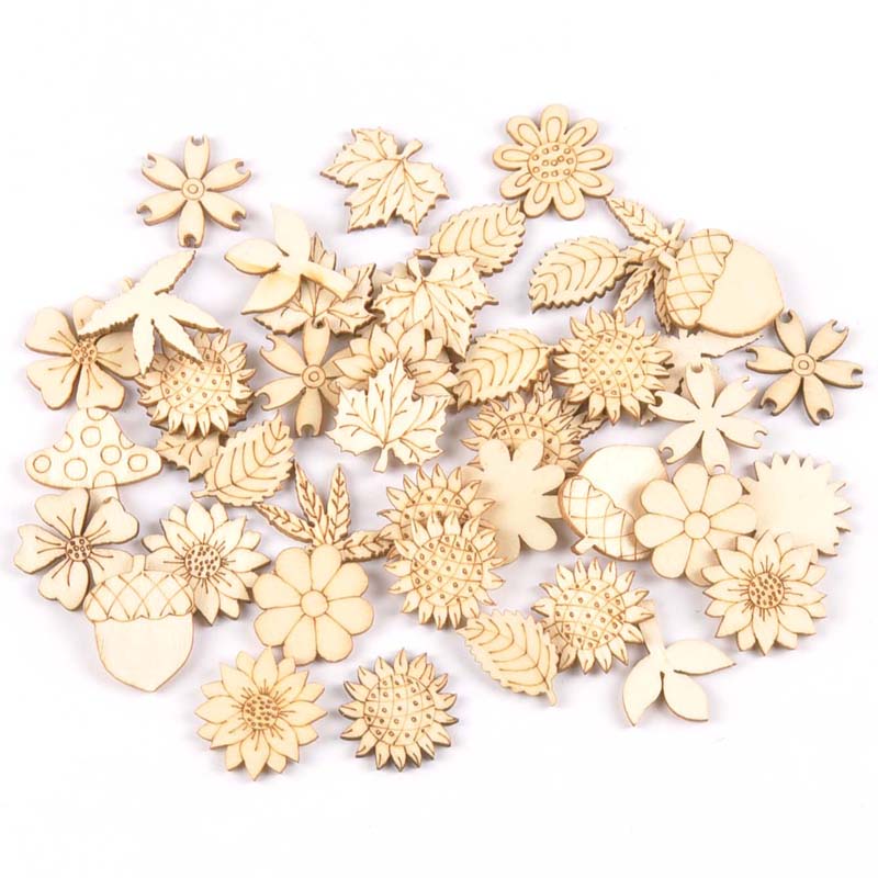 Embellishments For Scrapbooking - 30Pcs 25-30mm Wood DIY Accessories Natural