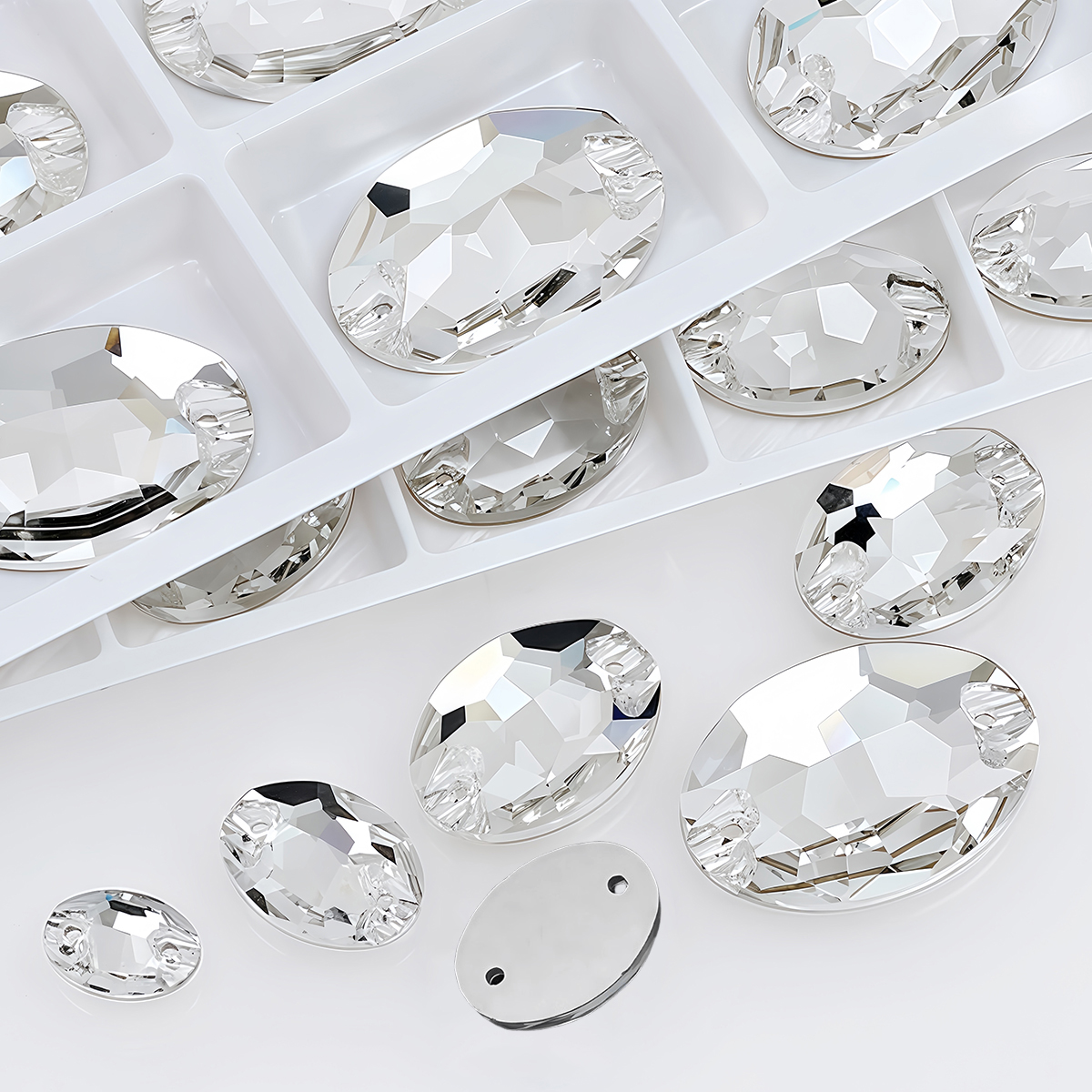 Sew On Rhinestone - Oval Ellipse Crystal Clear Glass Rhinestone