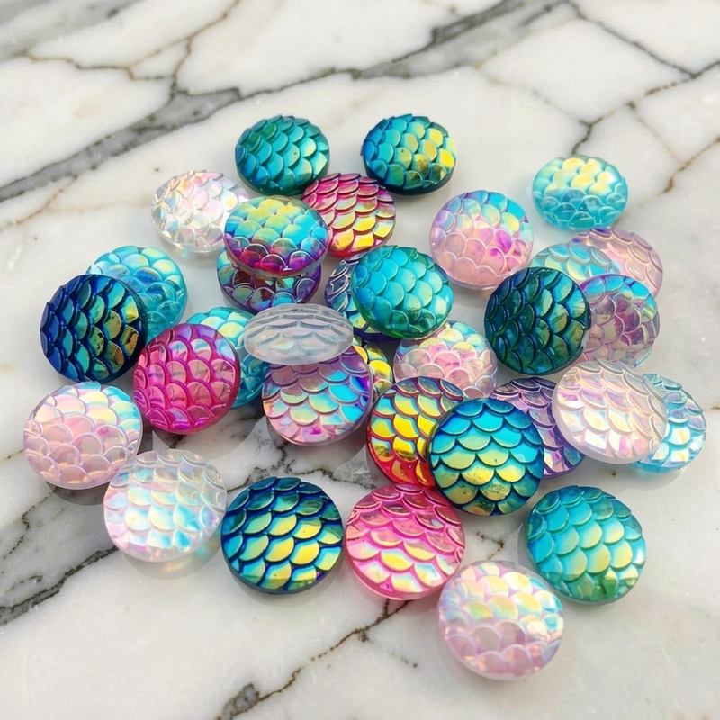 Embellishment Glue Craft - 80pcs 12mm Mermaid Fish Scale Flat