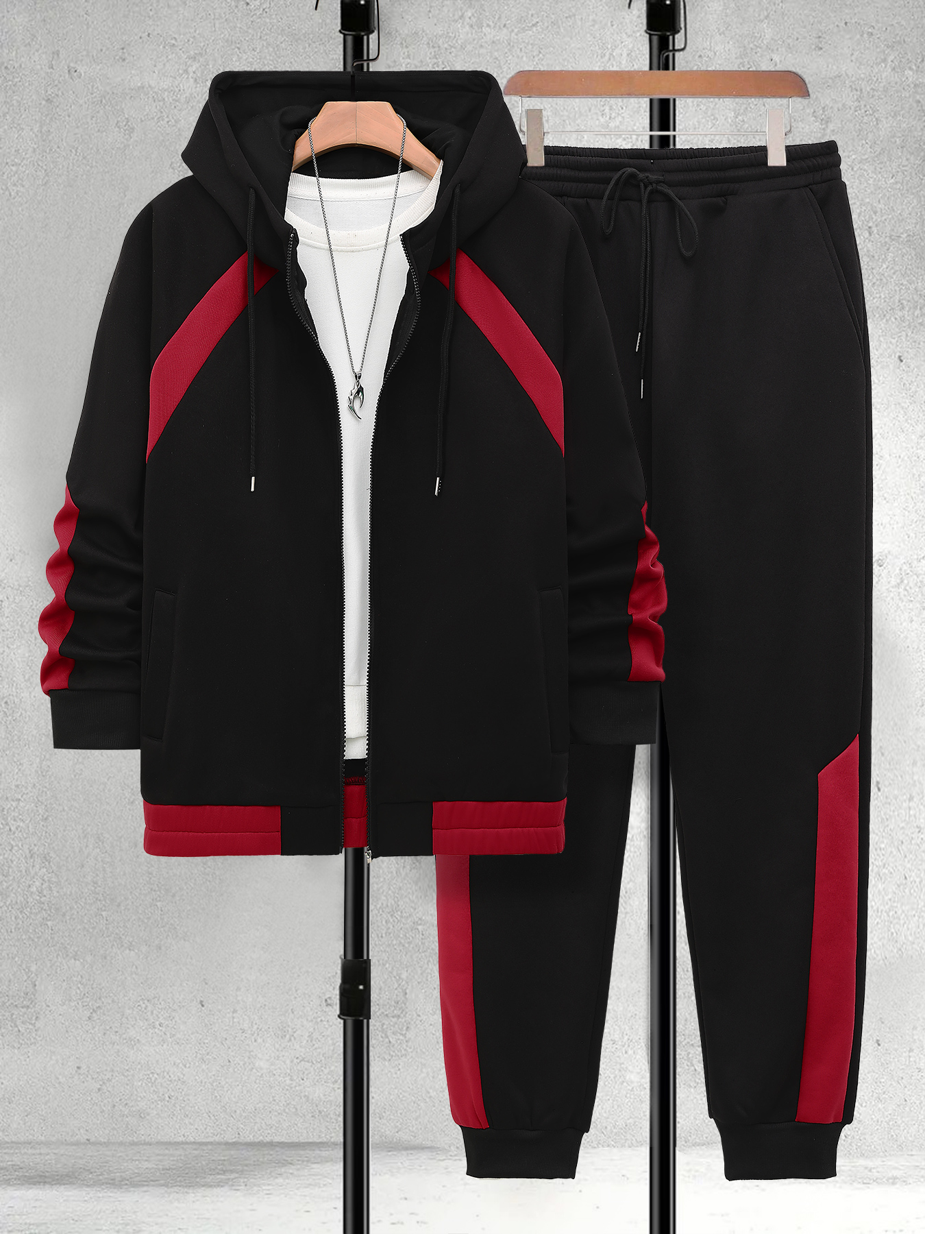 Embellish Knit - Men's Plus Size Black & Red