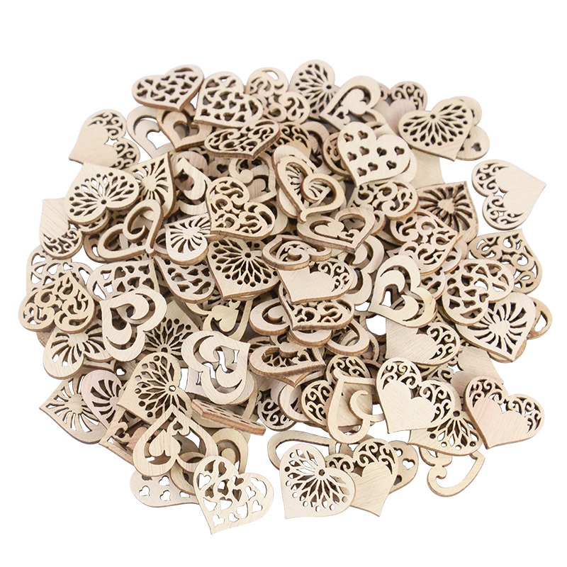 Embellishments For Scrapbooking - 50/100pcs Hollowed Heart Pattern Small Natural
