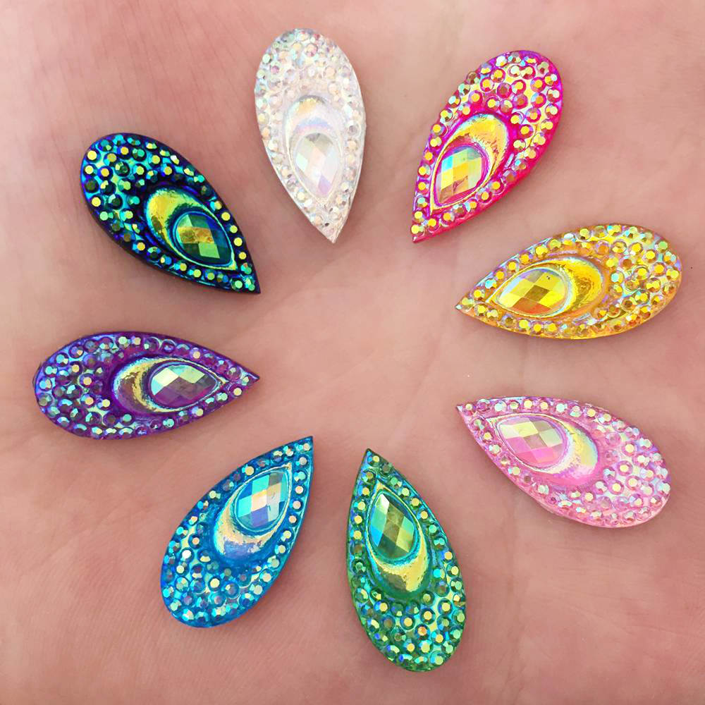 Embellishment Glue Craft - 40PCS Resin 10*20mm Teardrop Peacock eye