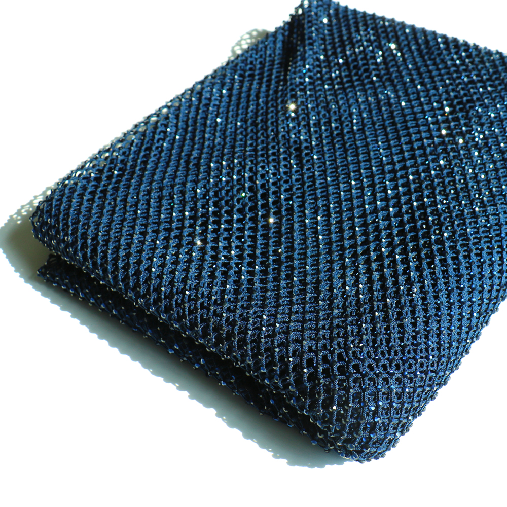Crystal Mesh Fabric - SS10 Rhinestones Mesh Navy Color Fabric