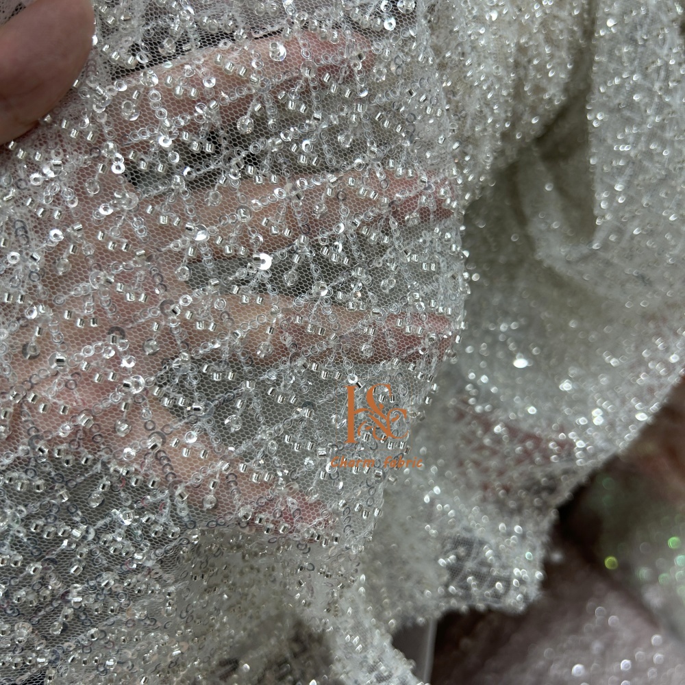 Crystal Mesh Fabric - High-end lace embroidery beading crystal bead
