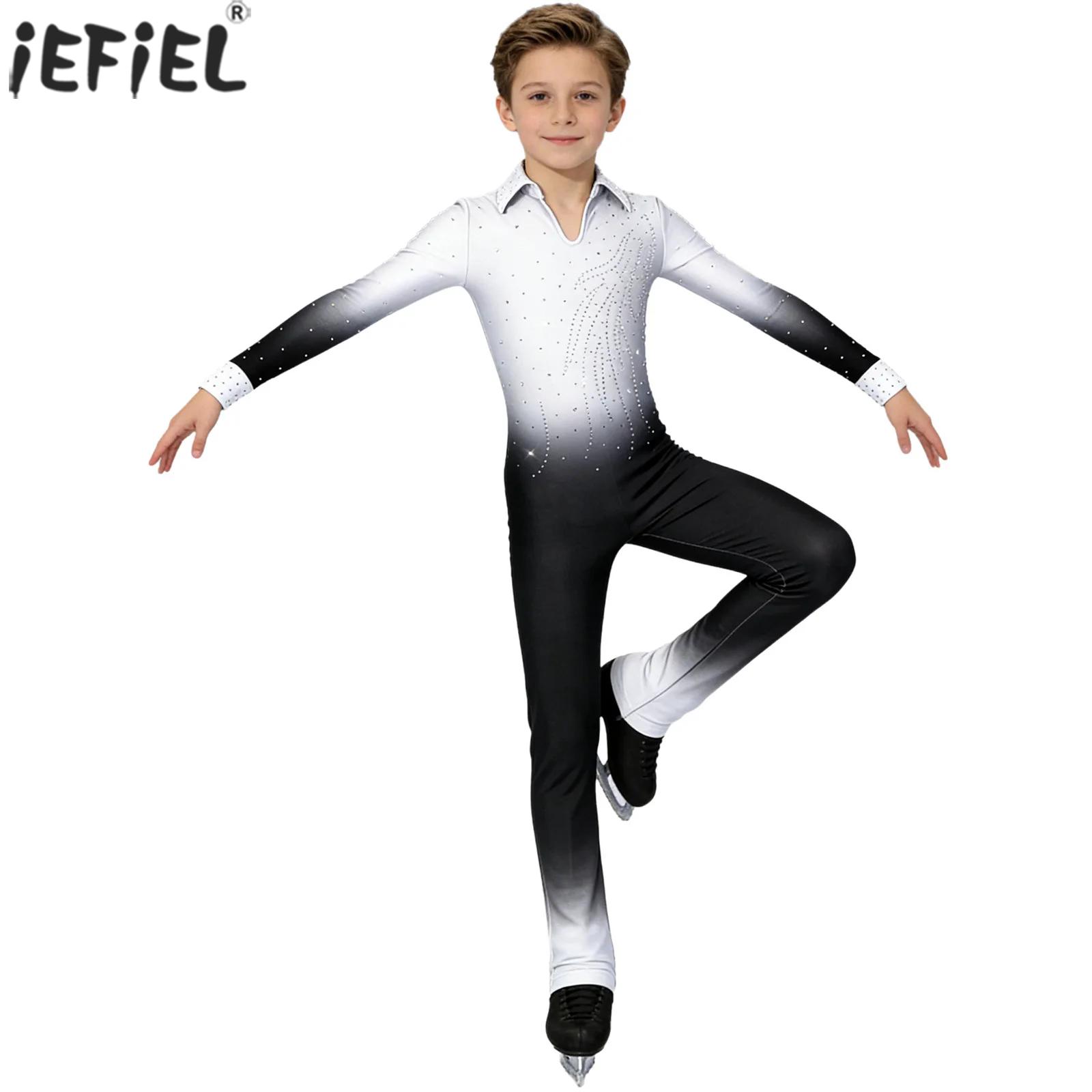 Rhinestone Banding Trim - Kids Boys Figure Skating Dance Jumpsuit