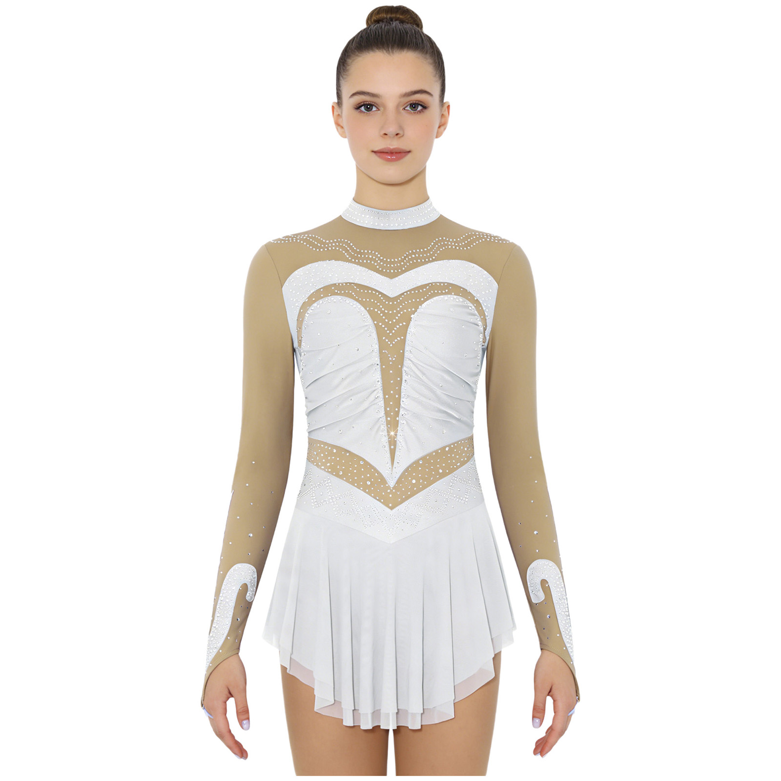 Rhinestone Banding Trim - Womens Sheer Mesh Gymnastics Ballet Leotard