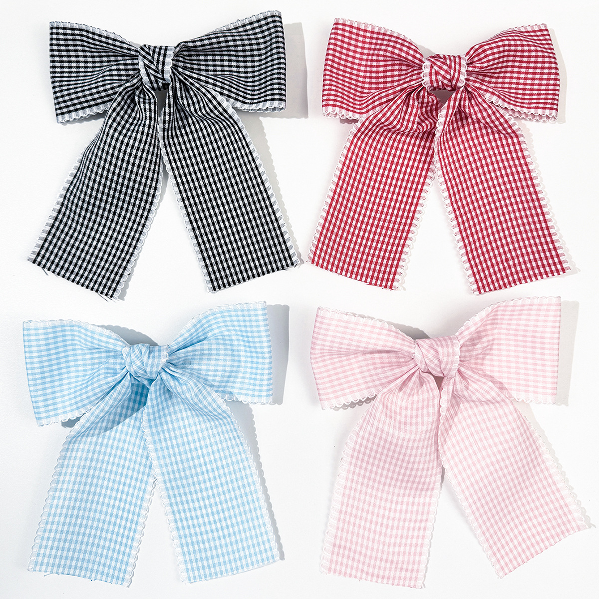 Lace Ribbon Trim - 24pc/lot Tartan Plaid Printed Bow Hair