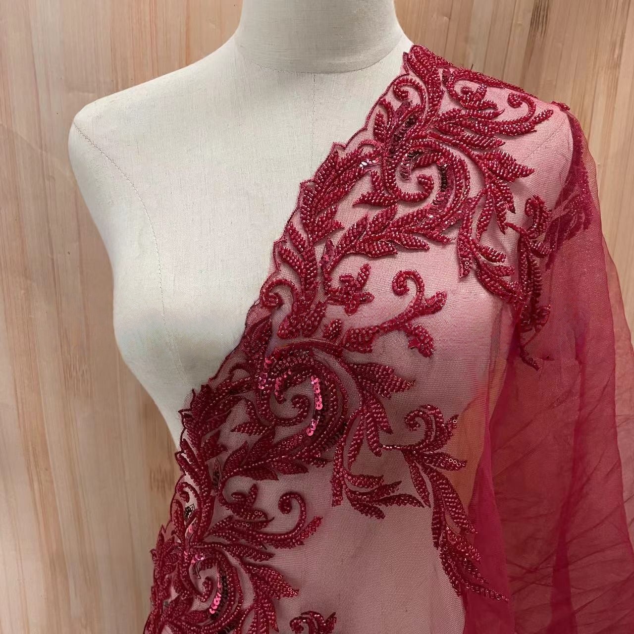 Beaded Trim Fringe - Beaded Embroidery Lace Trim with Pattern