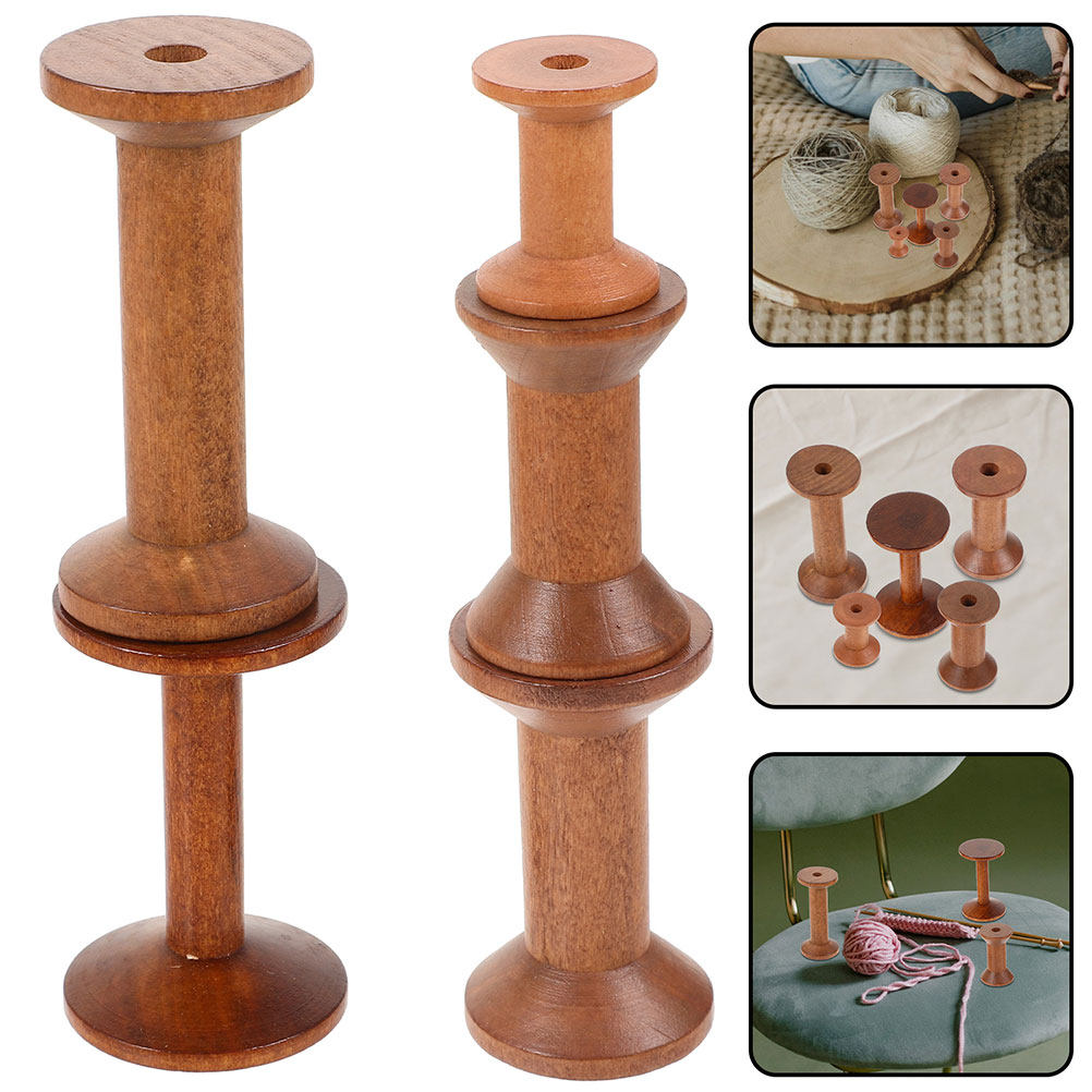 Embroidery Craft - 7Pcs Wood Spools Empty Thread Bobbins