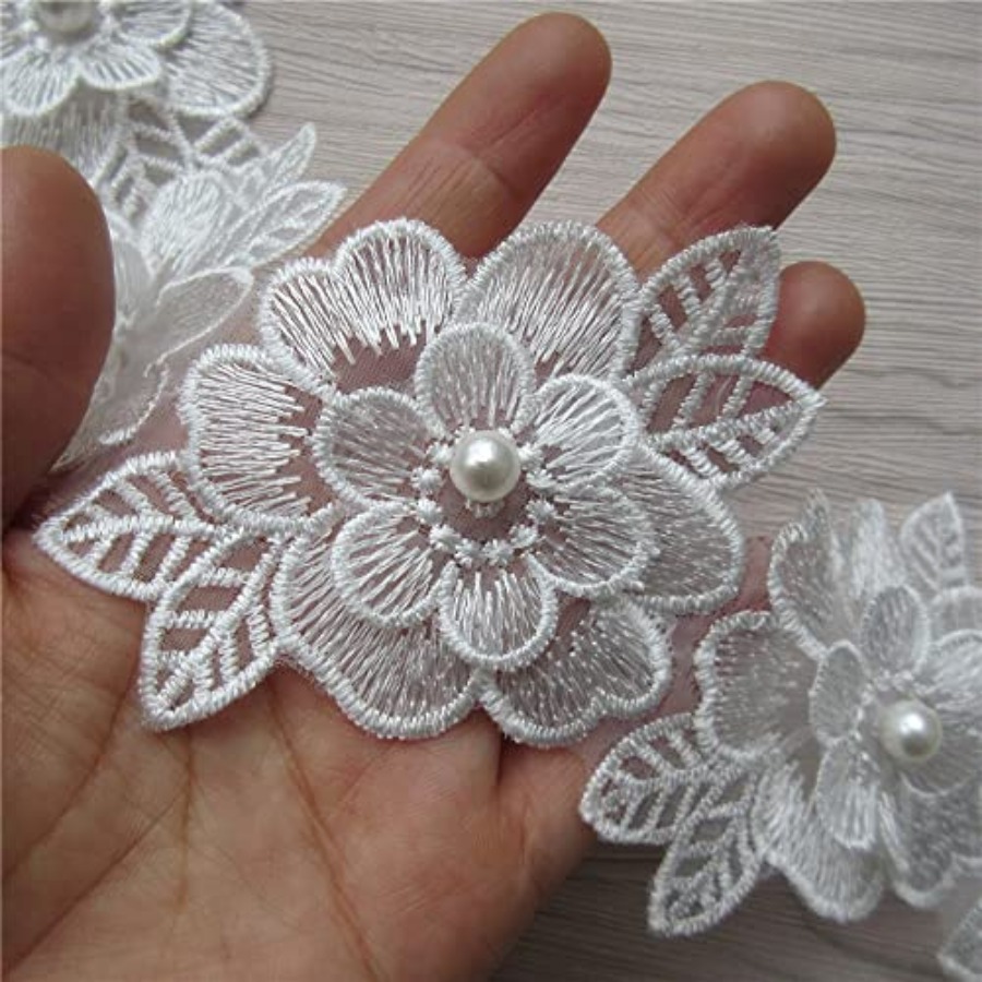 Lace Ribbon Trim - 2 Yards 3D Flower Lace Trim
