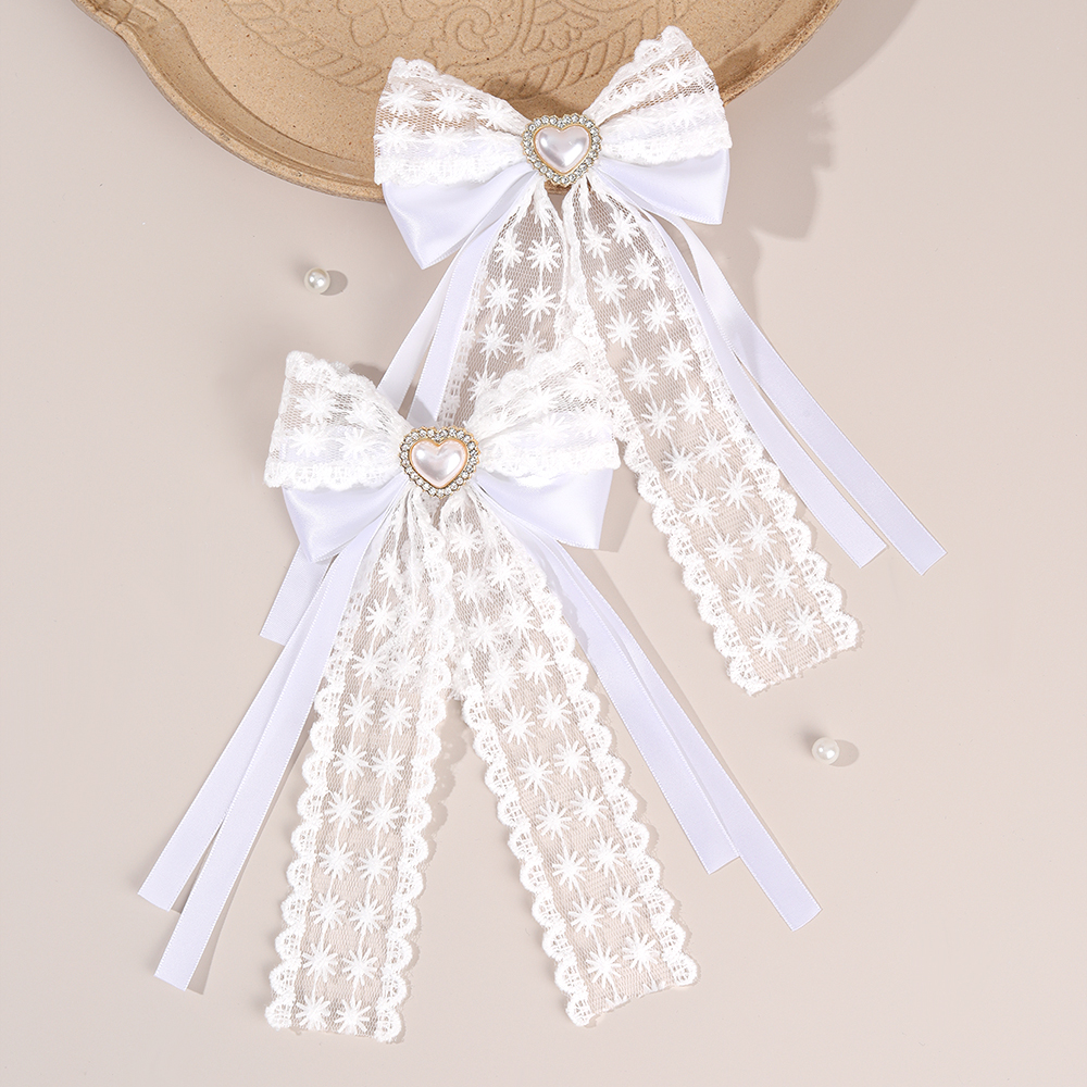Lace Ribbon Trim - 2Pcs Flower Lace Bow Hair Clips