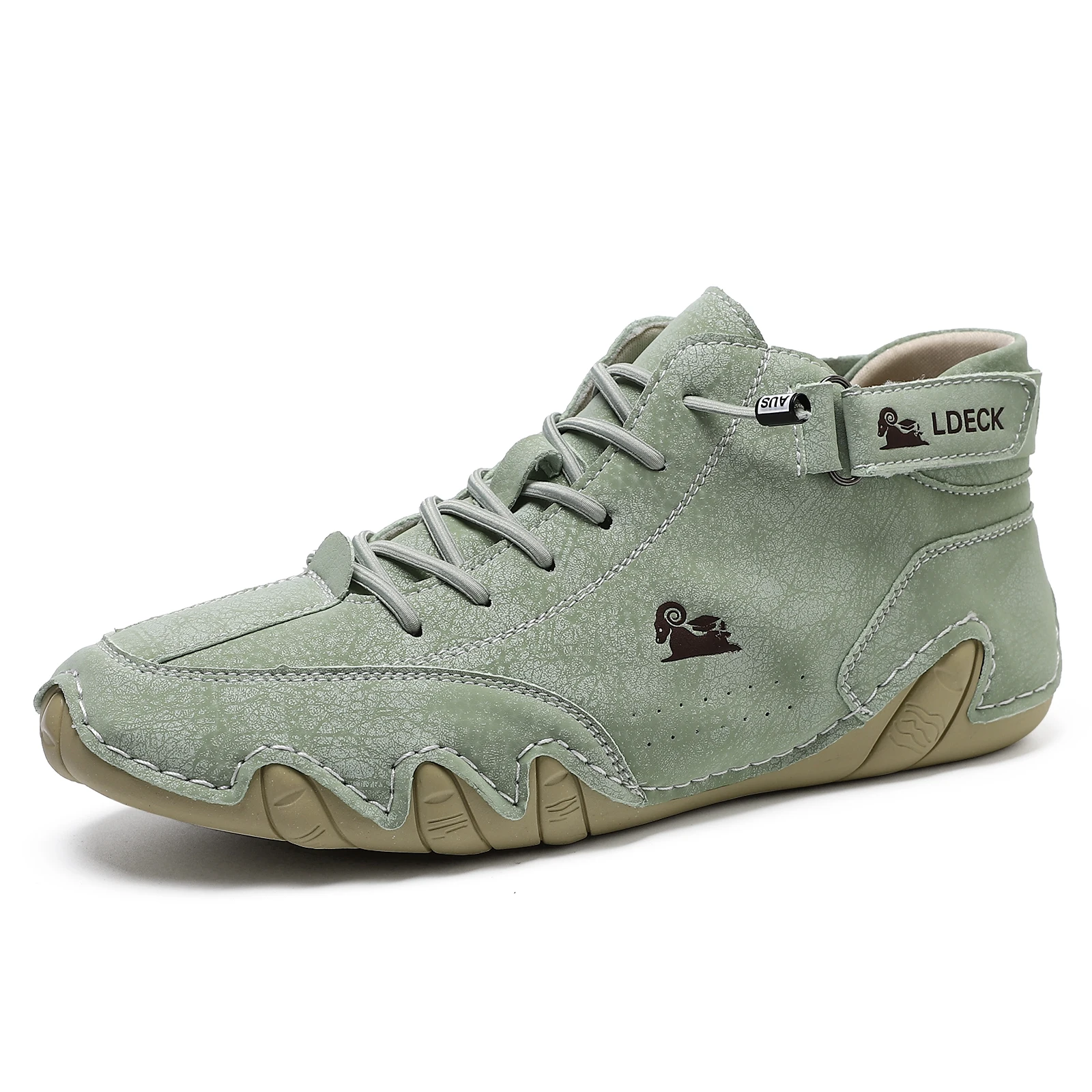 Guipure Lace Panel - Men's Genuine Leather Shoes Ankle Boots