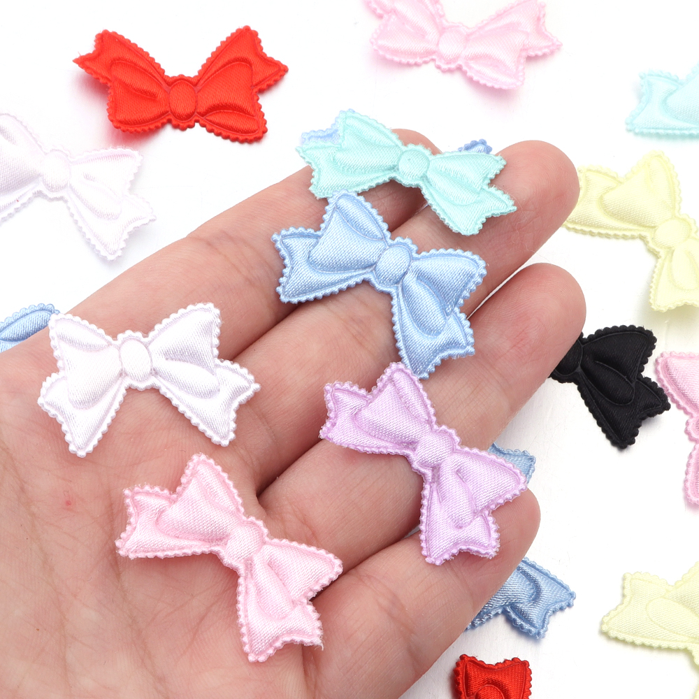 Applique Patch Flower - 50pcs/lot 19x31mm Fabric Sponge Bow Patches
