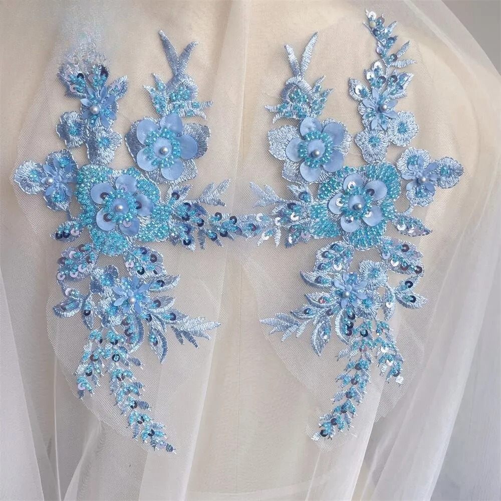 Applique Patch Flower - 2PCS/1Pair New 12 Colors Sequin Tube