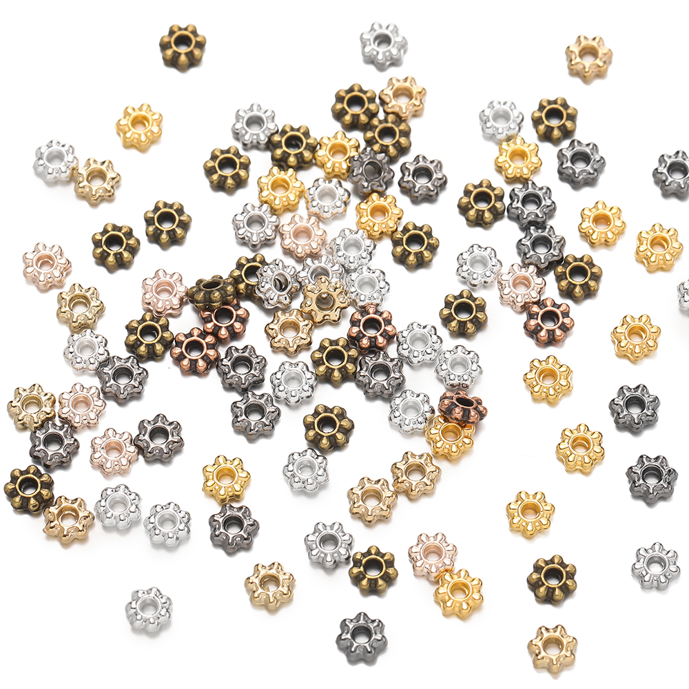 Embellishment Crafts - 200pcs/lot 4/6mm Daisy Snowflake Flower Spacer