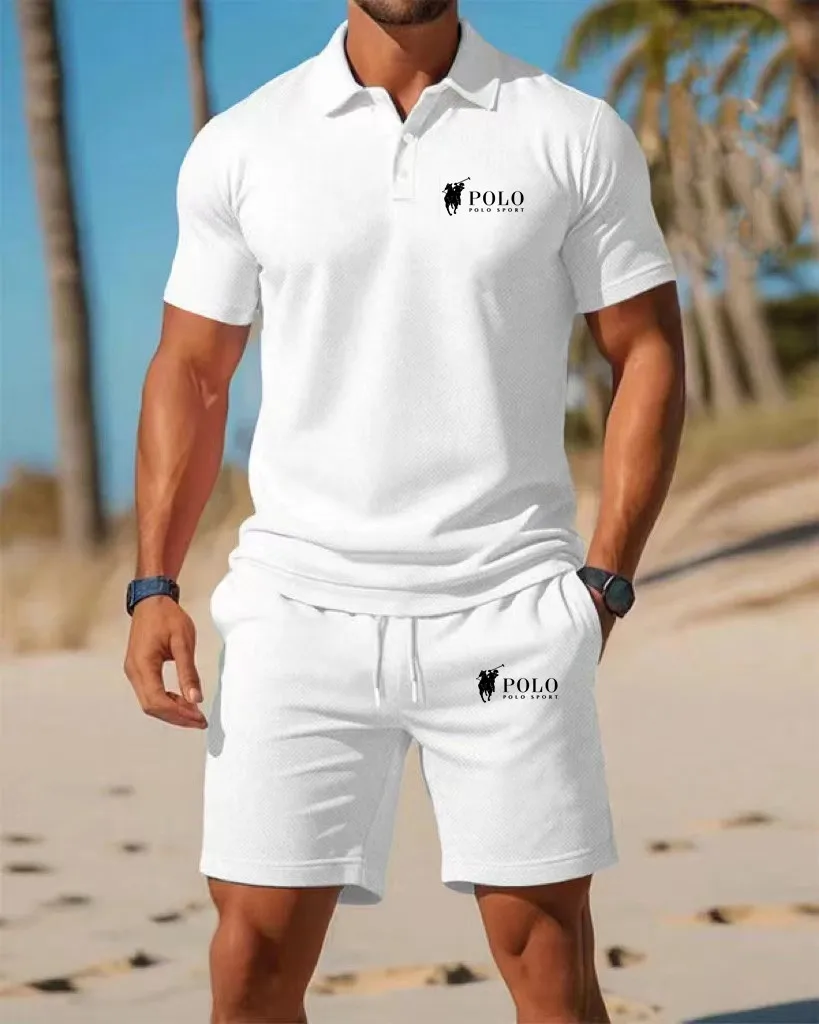 Embellish Knit - Men's Polo Shirt Set Summer Quick