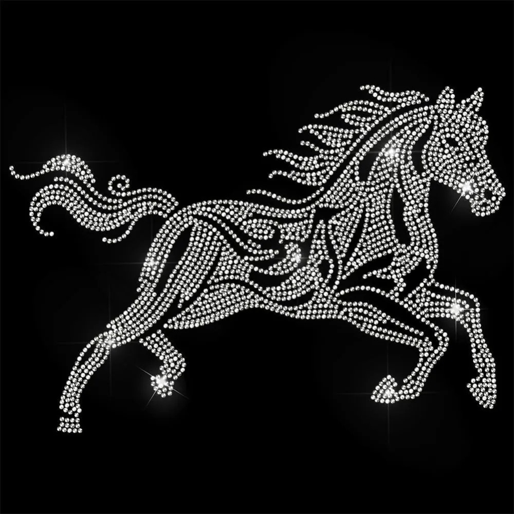 Hotfix Rhinestone Sheet - White Rhinestone Iron on Transfer Galloping