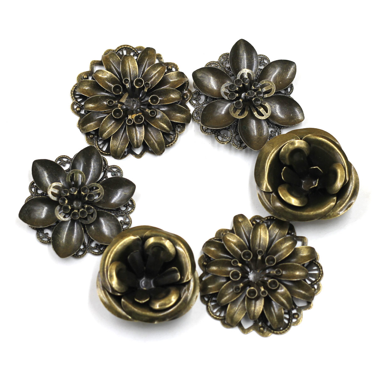 Craft Embellishment - 6Pcs Embellishments Combination Flower Pattern Filigree