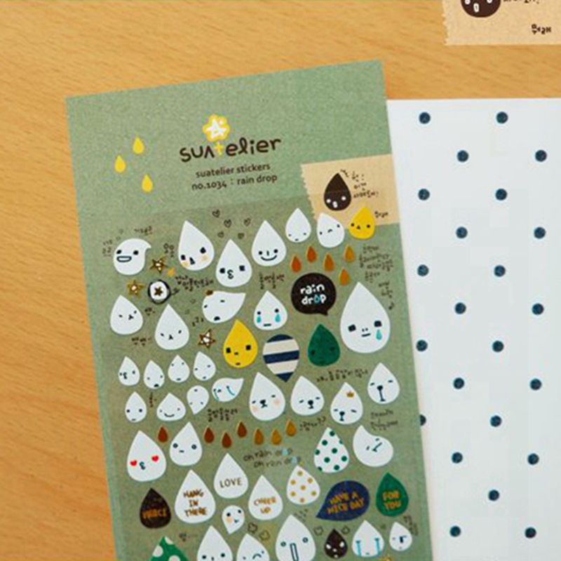 Embellishments For Scrapbooking - Korea Suatelier Rain Drop Stickers No.1034