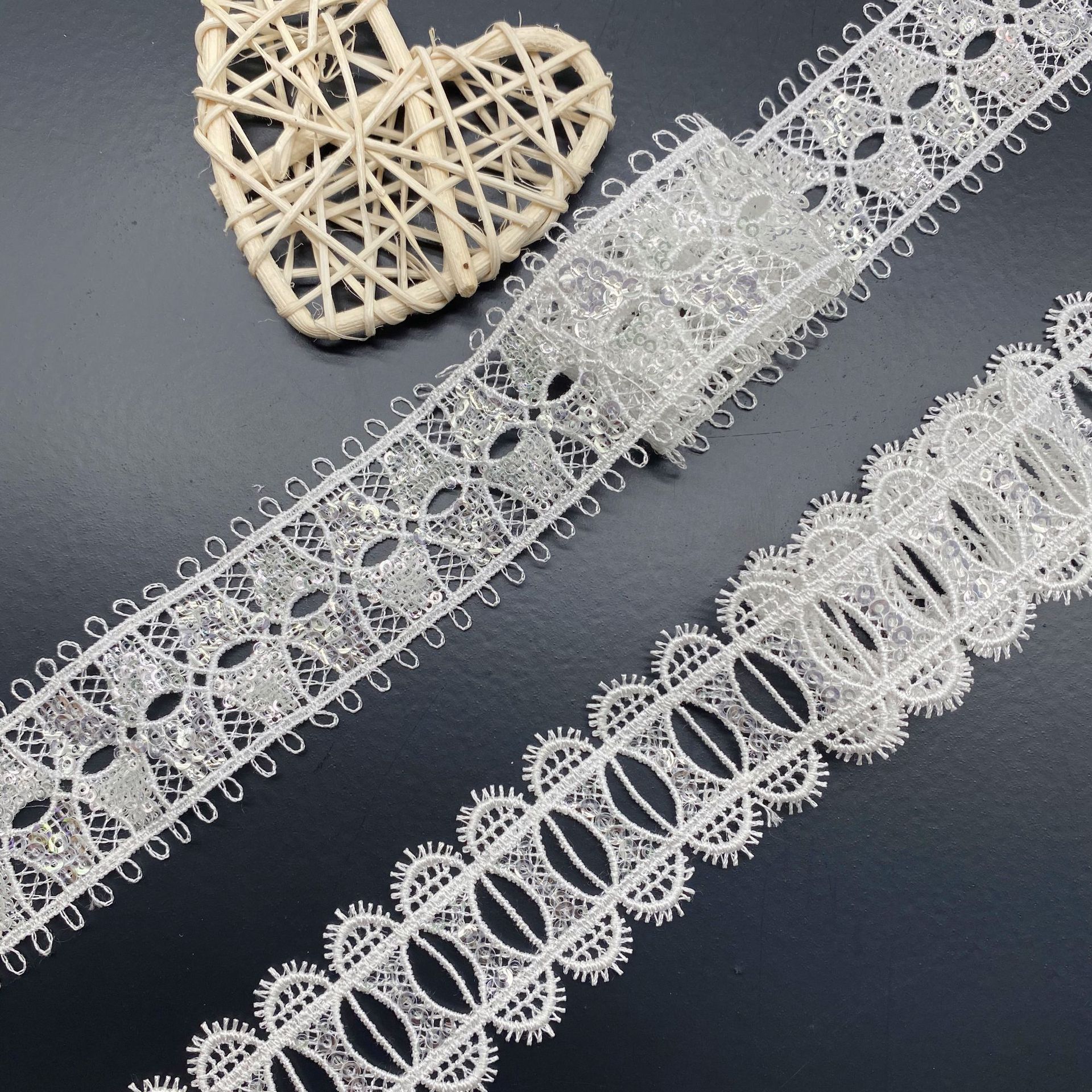 Lace Ribbon Trim - Hollow Wearable Sequins Ribbon Lace Trim