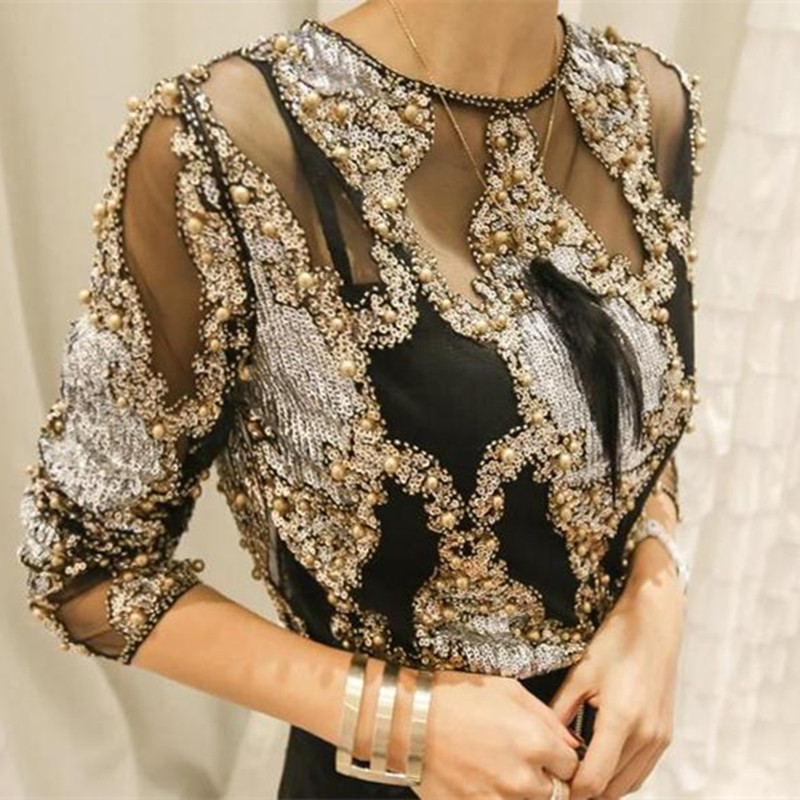 Crystal Mesh Fabric - Sidaimi Luxury Women Crystal Sequins Embroidery