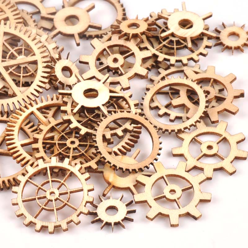Embellishments For Scrapbooking - 20-40mm 36pcs Unfinished Wood Craft Gear