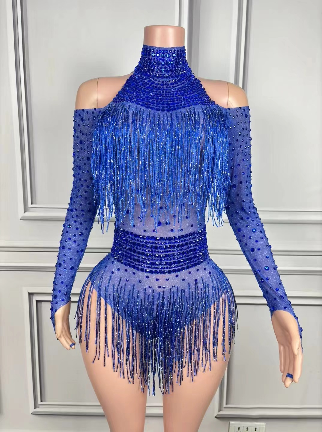 Rhinestone Banding Trim - Singer Dancer Costume Sparkly Rhinestones Fringes