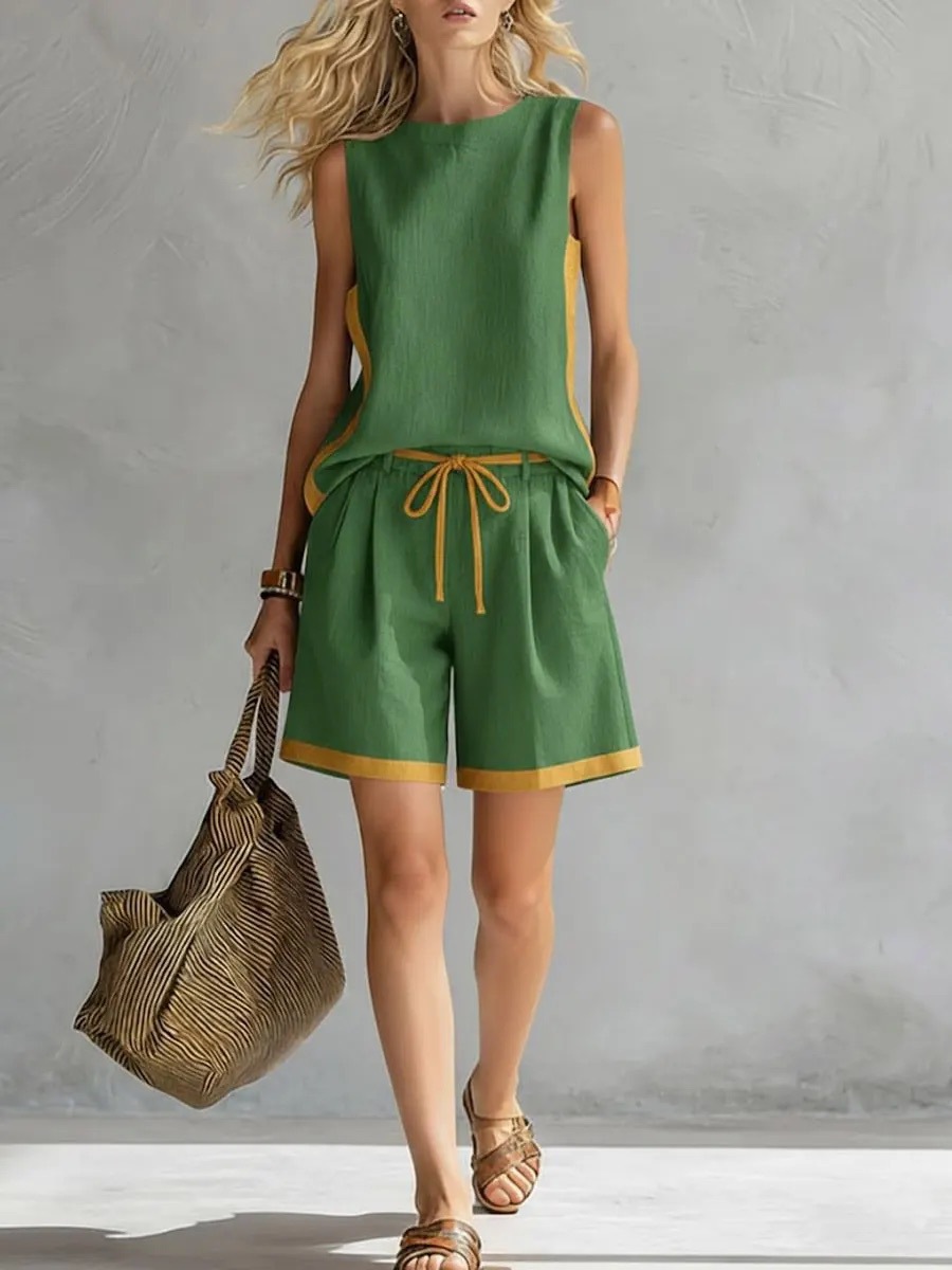 Elastic Lace Trim - Women's Two Piece Set Color Block