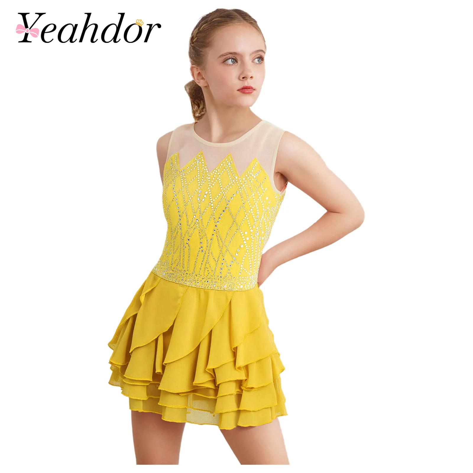 Rhinestone Banding Trim - Girls Mesh Figure Skating Dress Dance