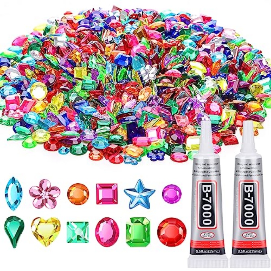 Embellishment Glue Craft - 200Pcs Craft Gems with 2Pcs B7000