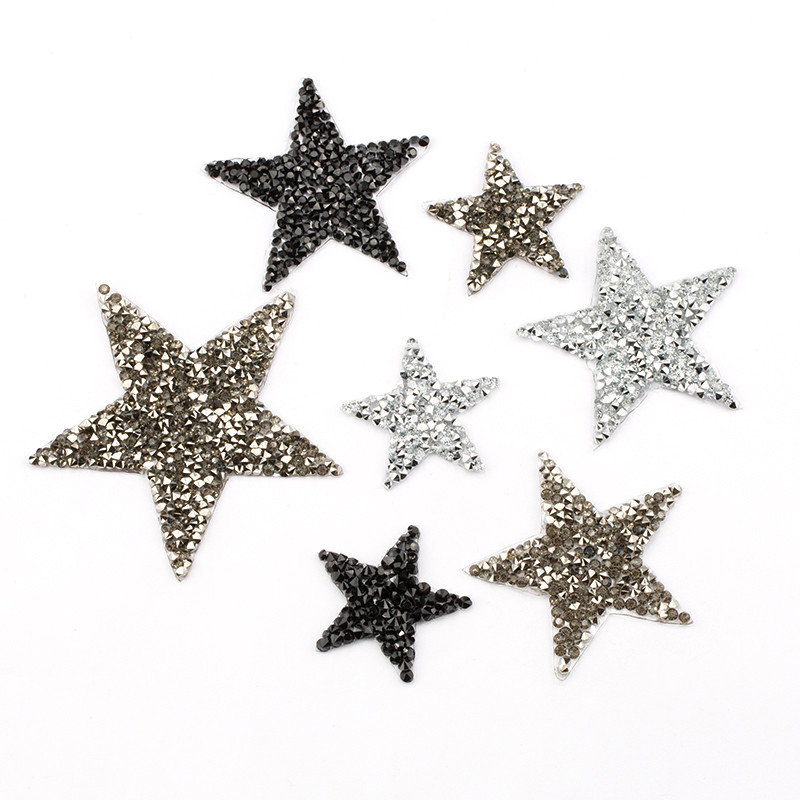 Hotfix Rhinestone Sheet - 4/6/8cm Hotfix Jet Hematite Star Rhinestone
