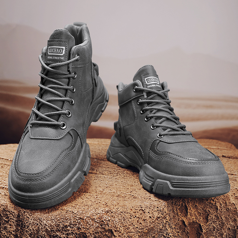 Guipure Lace Panel - Men High Top Chunky Platform Work