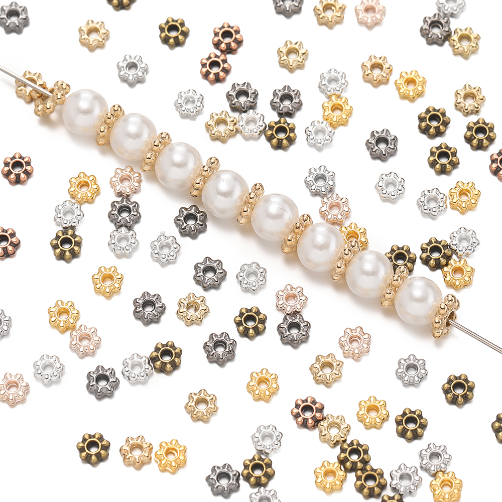 Embellishment Crafts - 200pcs/lot 4/6mm Daisy Snowflake Flower Spacer