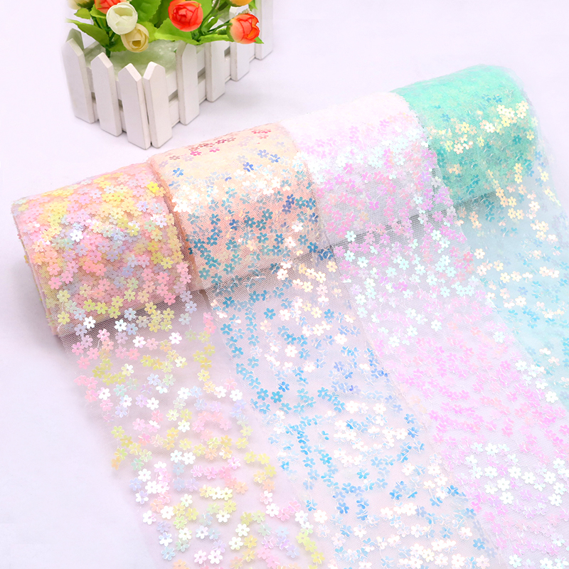 Organza Ribbon Spool - 8cm 10cm 10 Yards Glitter Sequin