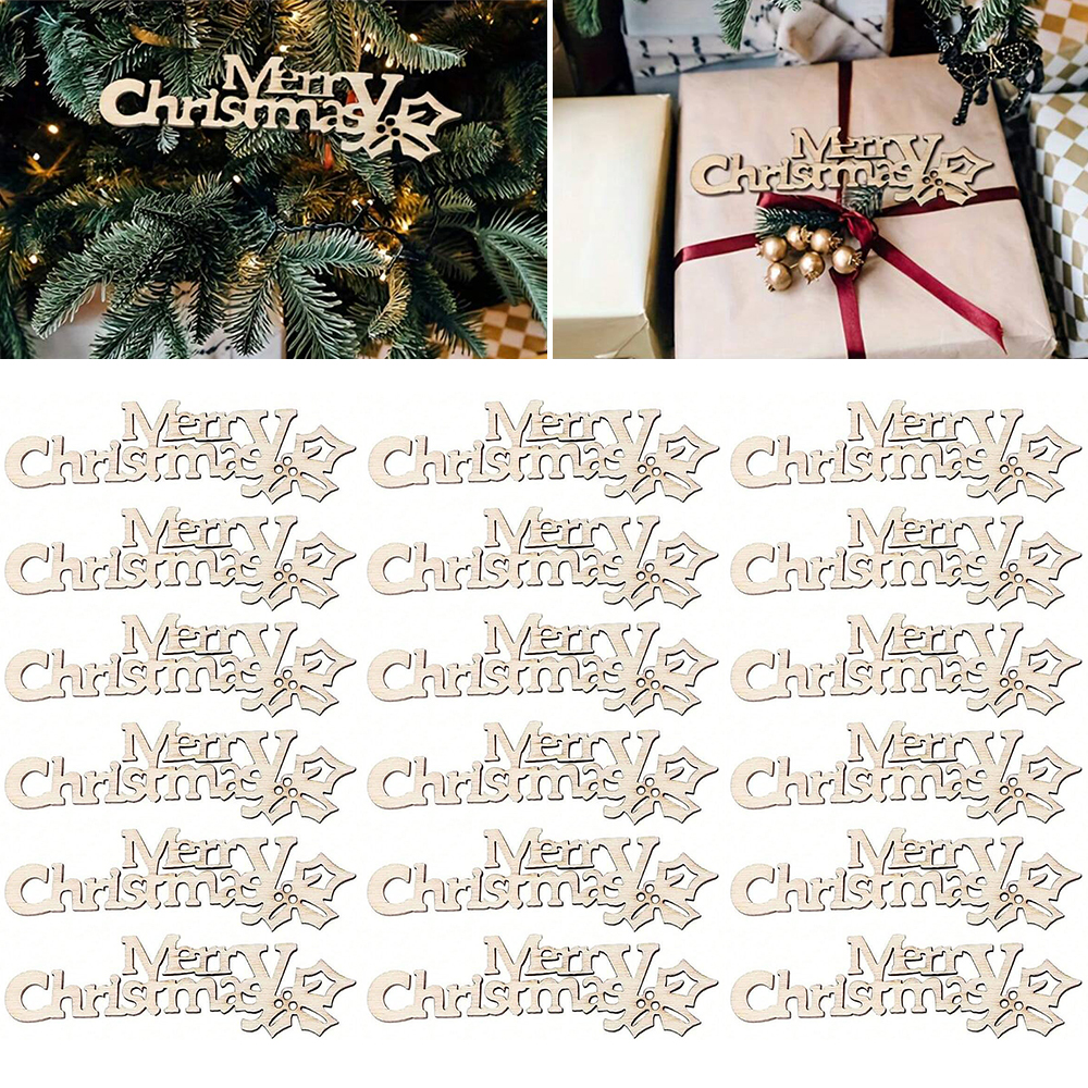 Embellishments For Scrapbooking - 10/20/100Pcs Merry Christmas Wooden Cutout Unfinished