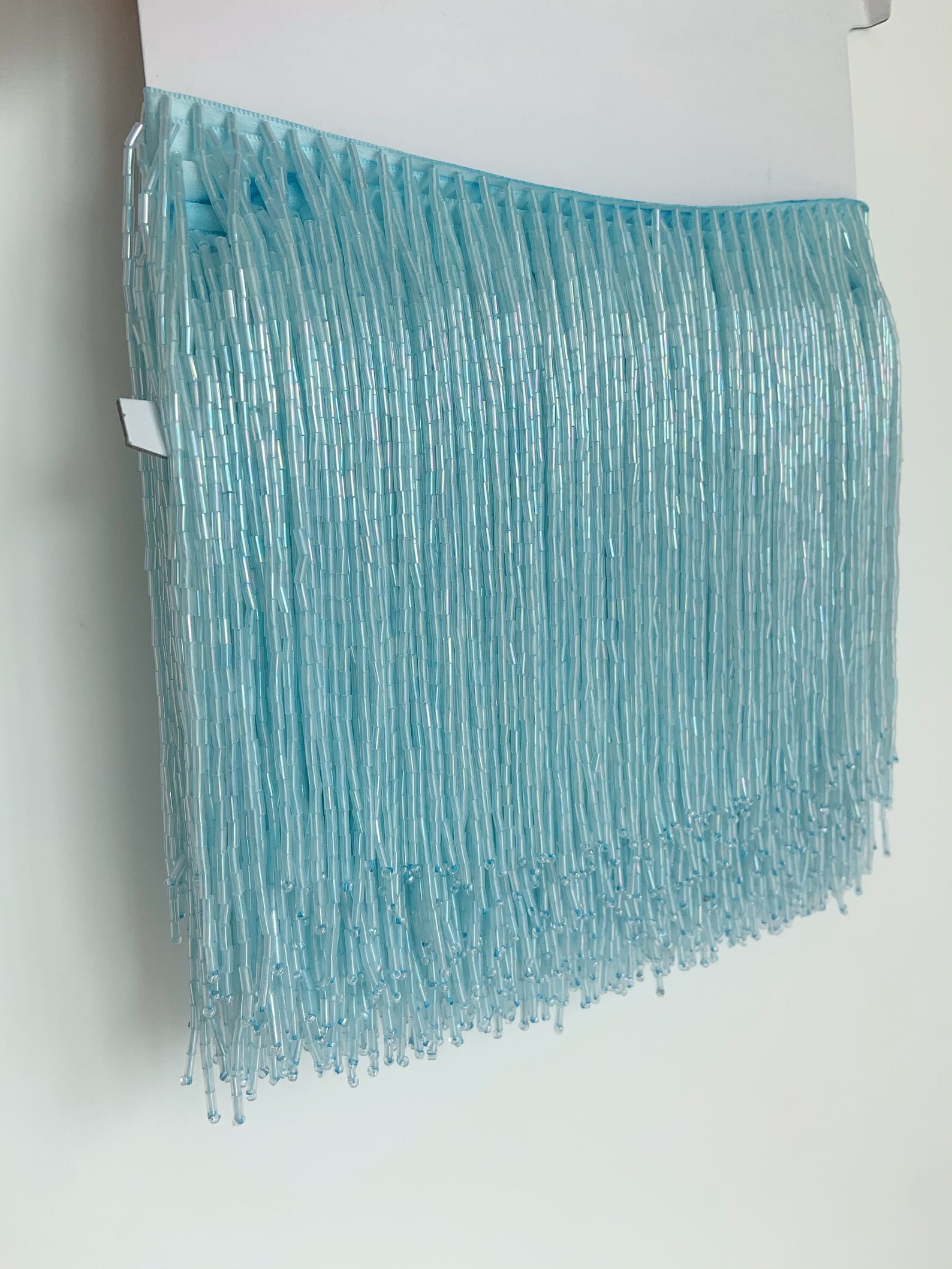 Beaded Trim Fringe - 1 Yard Light Blue Bead Fringe