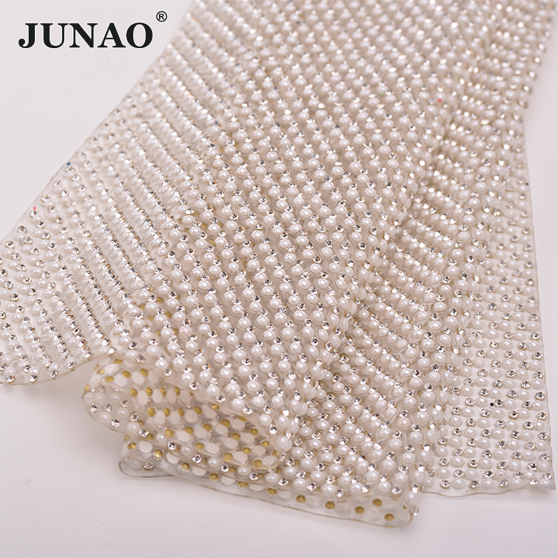 Hotfix Rhinestone Sheet - JUNAO 24*40cm Hotfix Pearl Rhinestones Trim