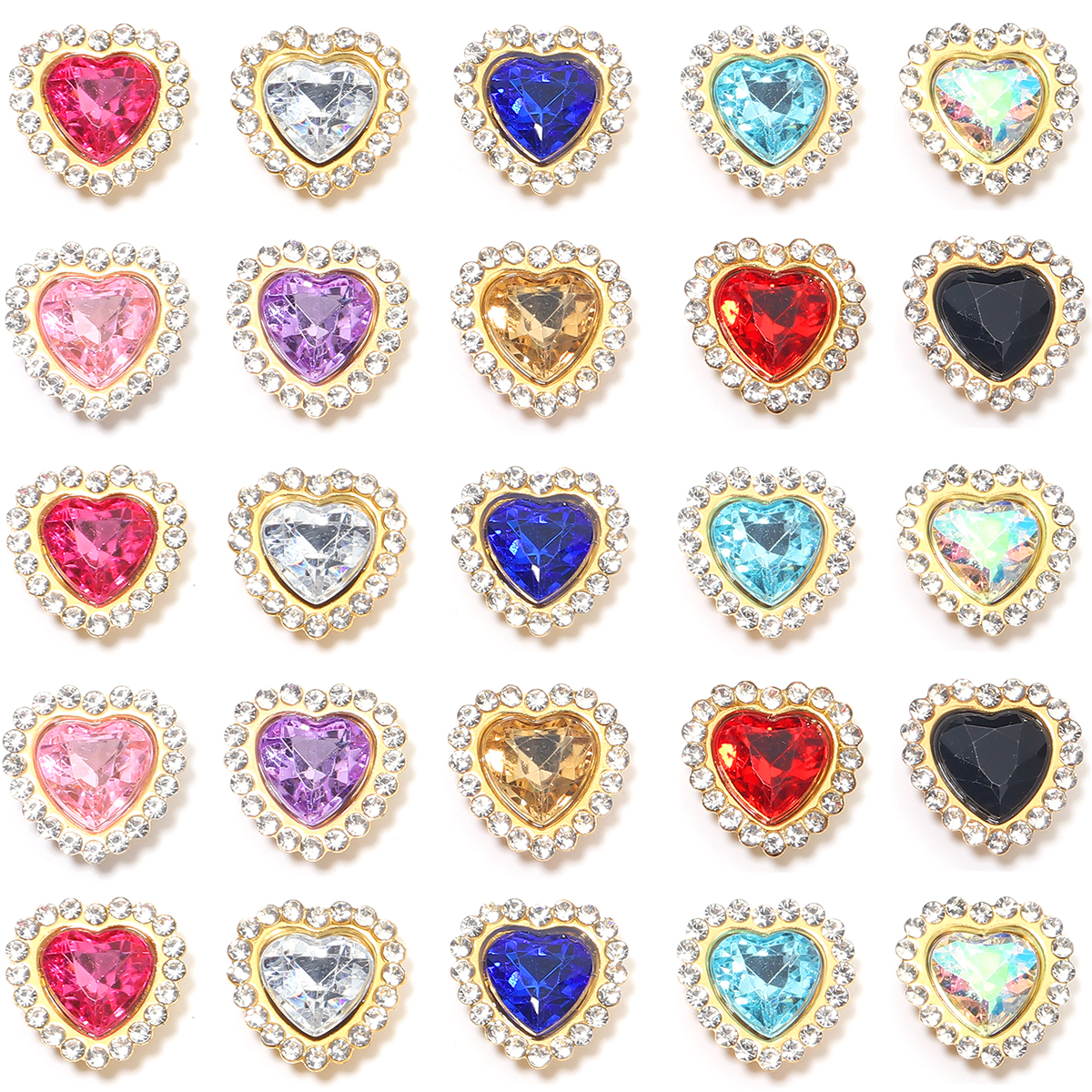 Sew On Rhinestone - 20Pcs Love Heart Acrylic Rhinestones With