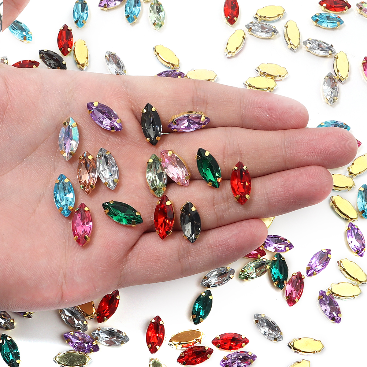 50pcs Horse Eye Shape Stainles - Sew On Rhinestone incelemesi ve fiyatı