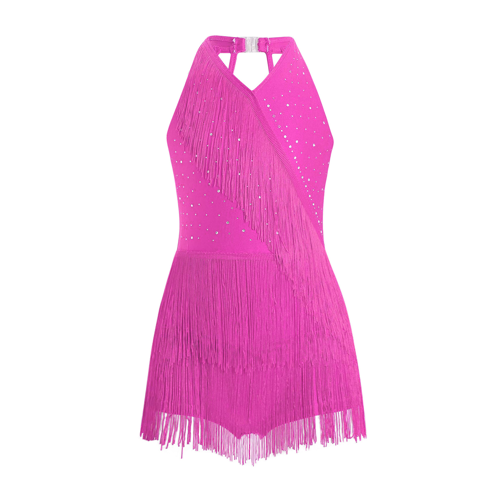 Kids Girls Latin Leotard Dress - Rhinestone Banding Trim incelemesi ve fiyatı
