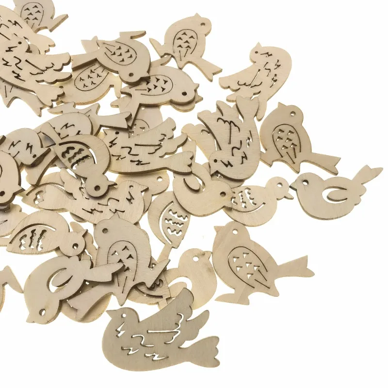 50pcs Wooden Bird Pattern DIY  - Embellishments For Scrapbooking incelemesi ve fiyatı