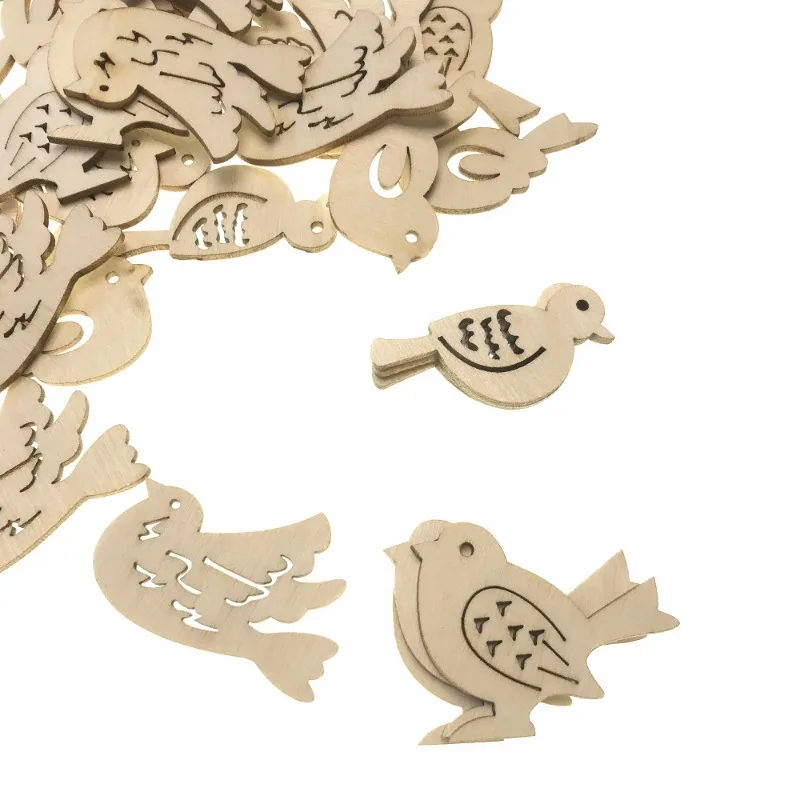 50pcs Wooden Bird Pattern DIY  - Embellishments For Scrapbooking incelemesi ve fiyatı