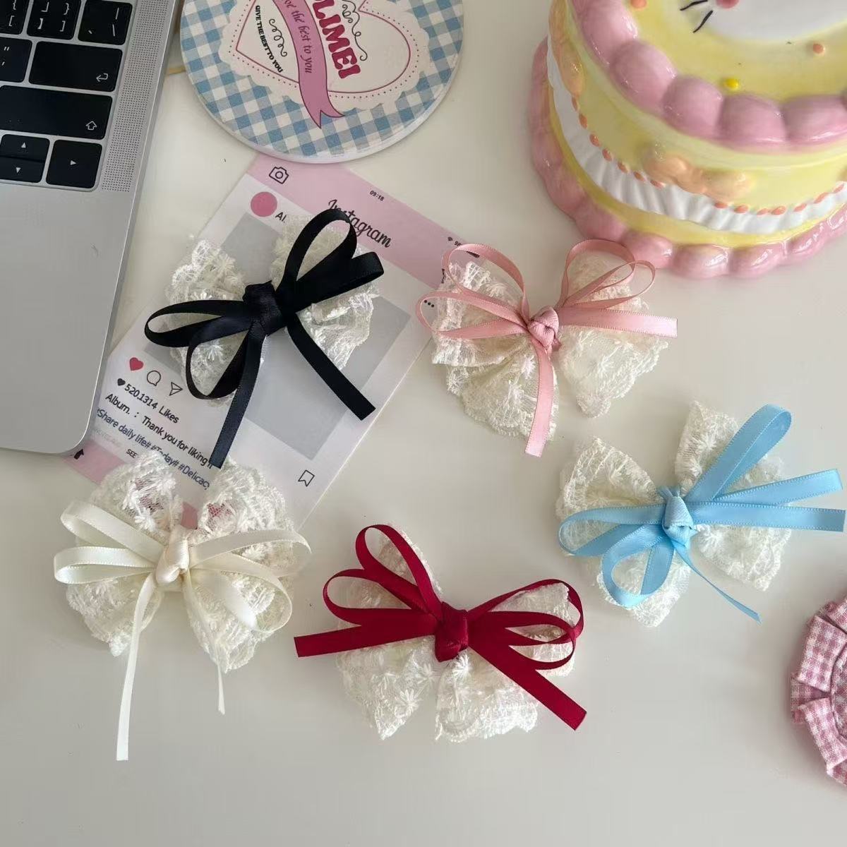 2Pcs Elegant Lace Bow Hairpins - Lace Ribbon Trim incelemesi ve fiyatı