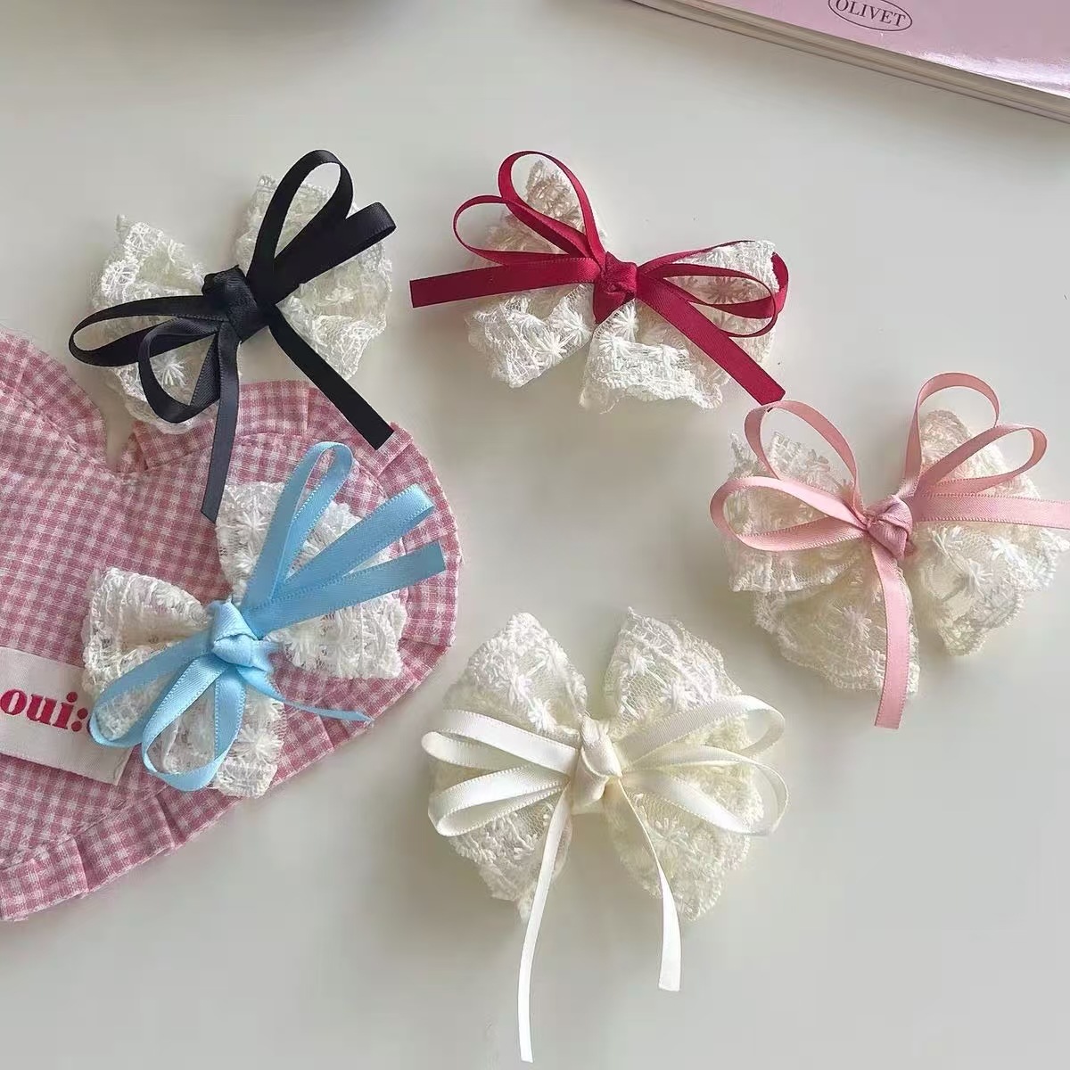 2Pcs Elegant Lace Bow Hairpins - Lace Ribbon Trim incelemesi ve fiyatı