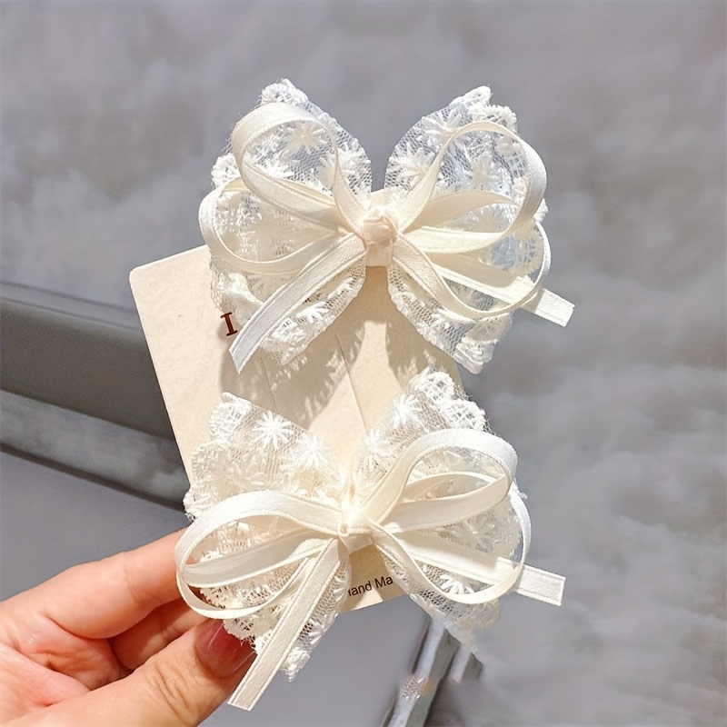 2Pcs Elegant Lace Bow Hairpins - Lace Ribbon Trim incelemesi ve fiyatı