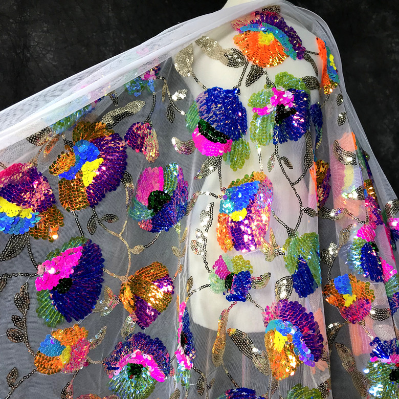Colorful Crystal Sequins Flowe - Crystal Mesh Fabric incelemesi ve fiyatı