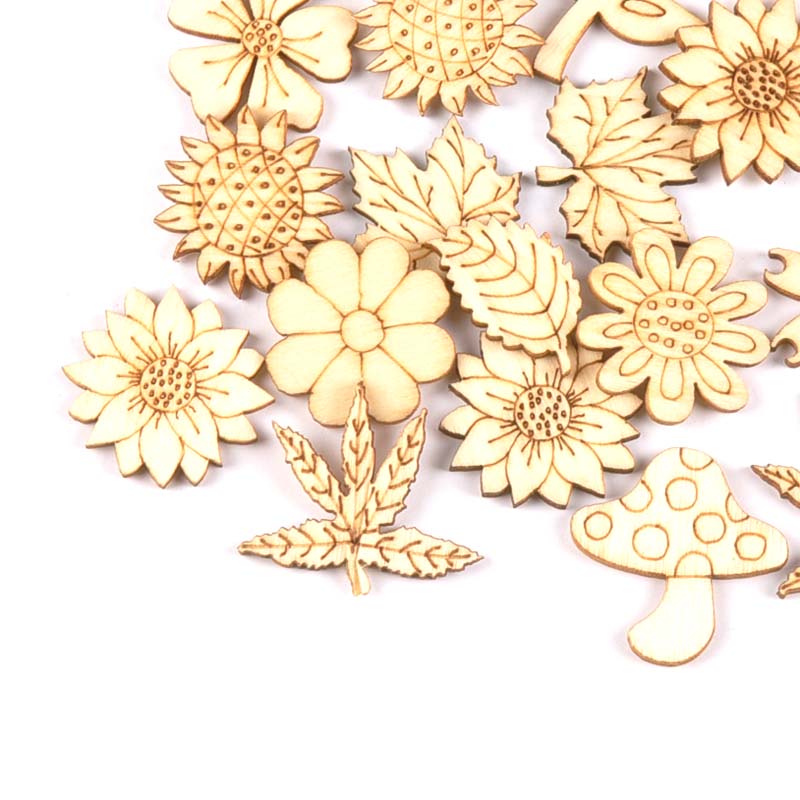 30Pcs 25-30mm Wood DIY Accesso - Embellishments For Scrapbooking incelemesi ve fiyatı