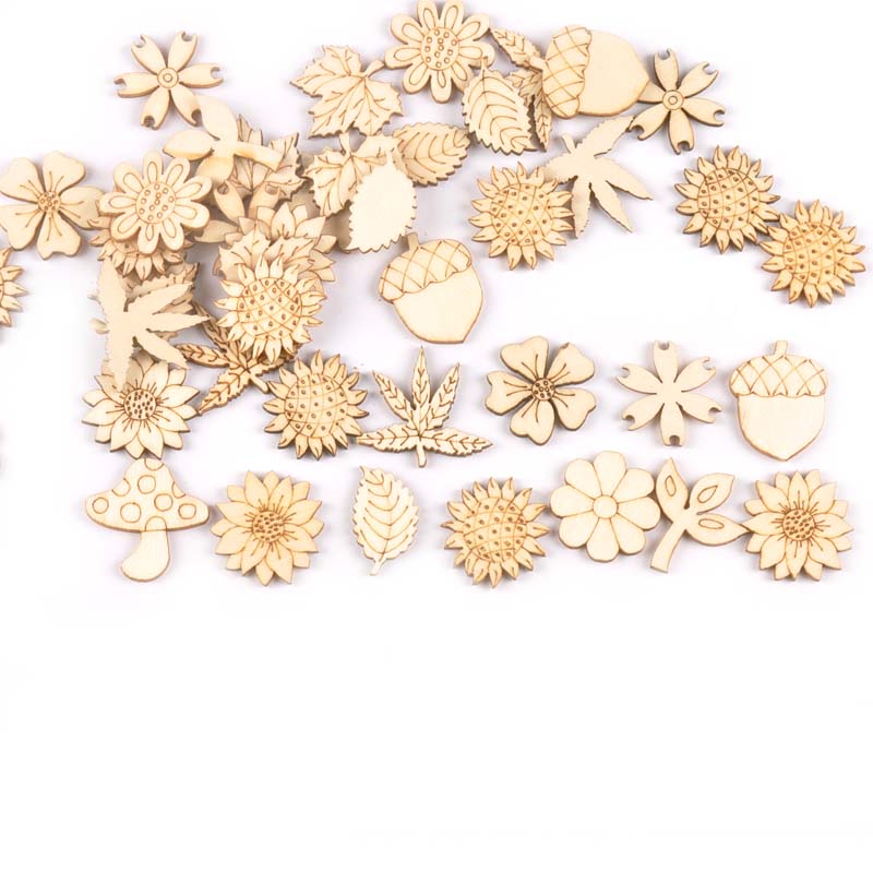 30Pcs 25-30mm Wood DIY Accesso - Embellishments For Scrapbooking incelemesi ve fiyatı