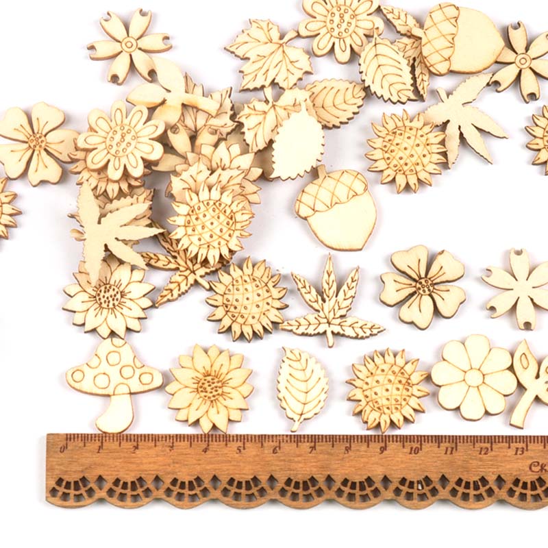 30Pcs 25-30mm Wood DIY Accesso - Embellishments For Scrapbooking incelemesi ve fiyatı